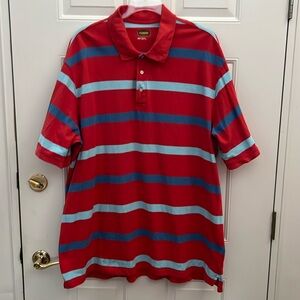 Foundry Men’s Red and Blue Striped Polo Shirt.  3XLT.